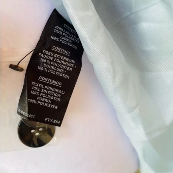 Mint Blue Double-Breasted Faux Fur Teddy Pea Coat Kensie Macy's Lined Mid-Length - Picture 11 of 12